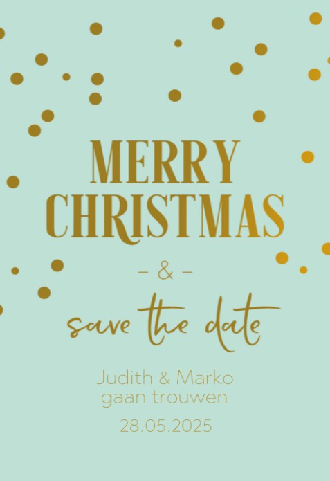 Kerst Save the date - Glitters en Goud Mint