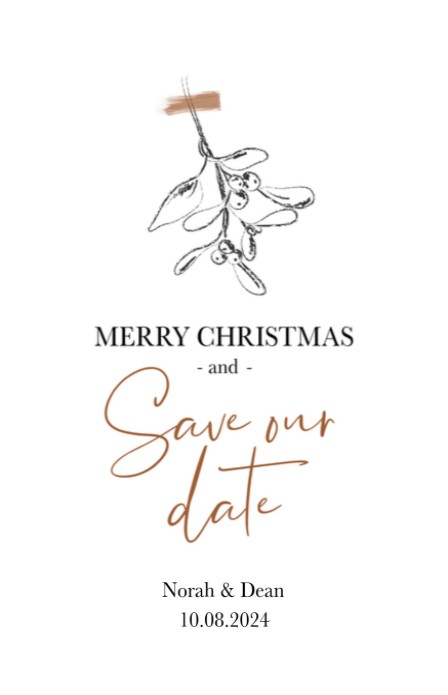 Kerst Save the date - Mistletoe Koper