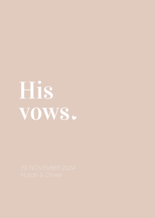 Trouwbelofte omslag - Minimalistic Blush - His Vows