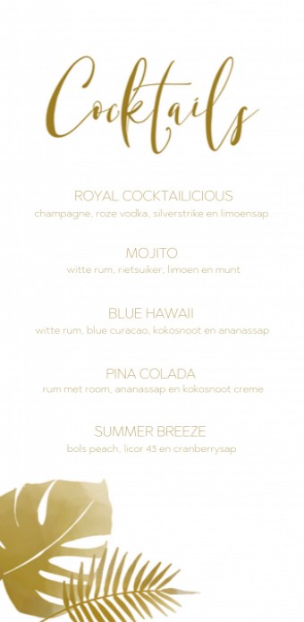 Cocktailkaart - Glitters en Goud Tropical