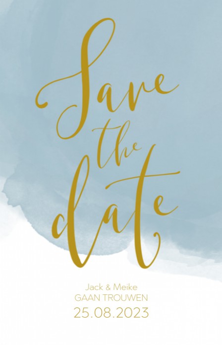 Save the date - Goud Tint Watercolor Dusty Blue