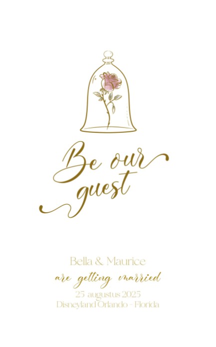 Trouwkaart - Disney Inspired Belle Goud