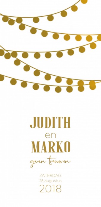 Trouwkaart - Goud Tint Festivallampjes