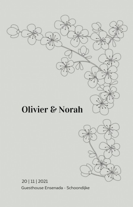 Trouwkaart - Minimalistic Flowers Lichtgroen