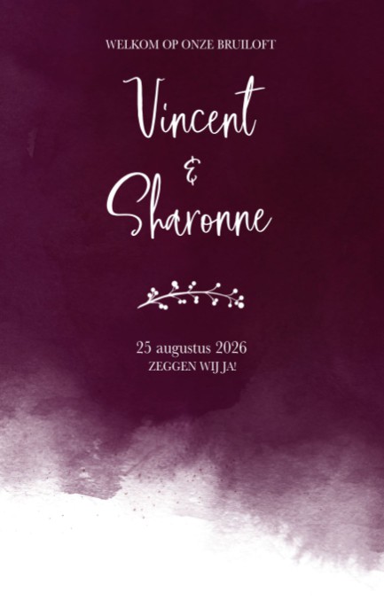 Trouwkaart - Puur Natuur Bordeaux Takje