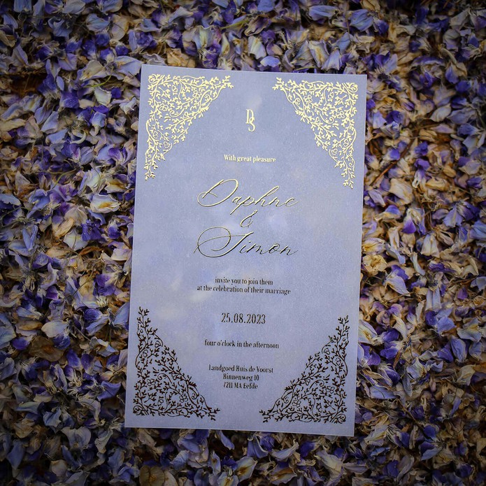 KALKPAPIER en FOLIE Trouwkaart - Bridgerton Flowers