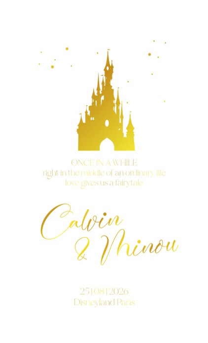 FOLIE Trouwkaart - Disney Inspired Goud Castle Dubbel