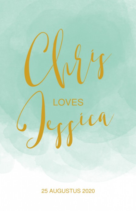 FOLIE Trouwkaart - Watercolor Mint GOUD