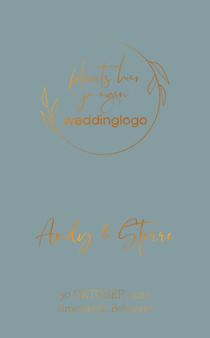 Koperfolie Weddinglogo trouwkaart voor