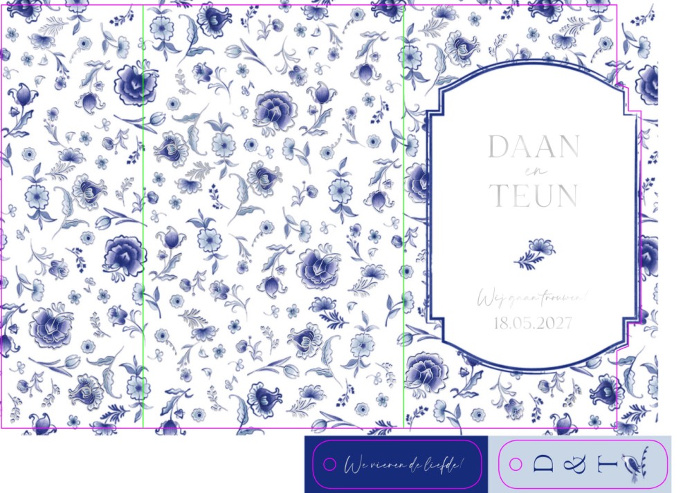 FOLIE VORM Trouwkaart - Dutch Masterpiece Delft Blue Silver