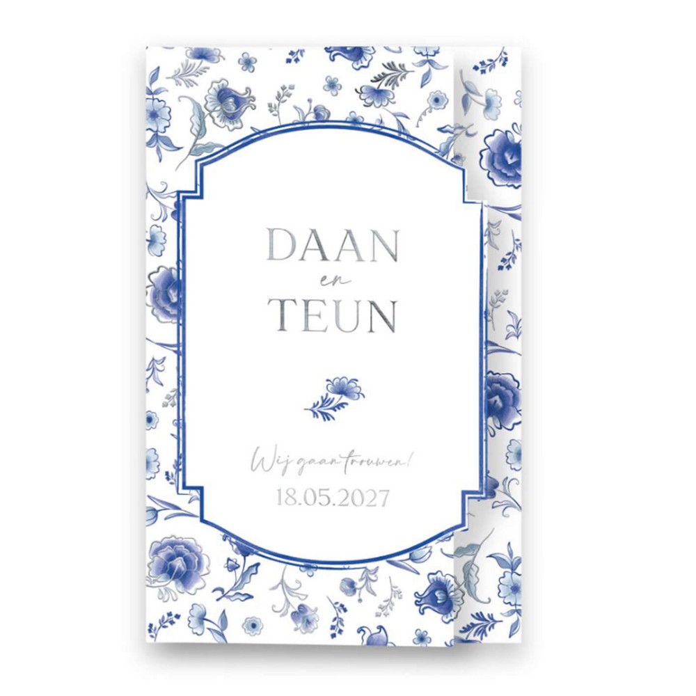 FOLIE VORM Trouwkaart - Dutch Masterpiece Delft Blue Silver