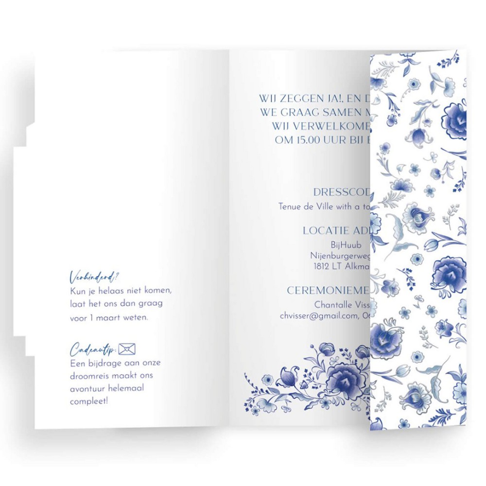 FOLIE VORM Trouwkaart - Dutch Masterpiece Delft Blue Silver