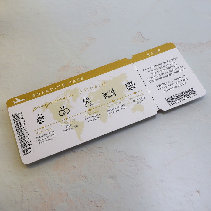 STAPEL Trouwkaart - Paspoort en Boarding Pass Blauw en Goud
