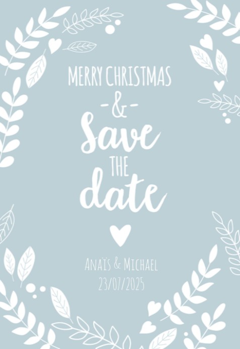 Kerst Save the date - Blaadjes Blauw