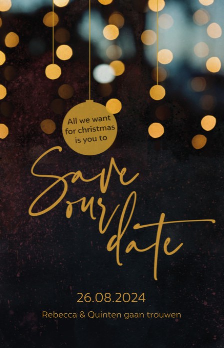 Kerst Save the date - Dark Goud
