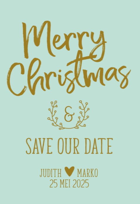 Kerst Save the date - Goud Typografisch Groen
