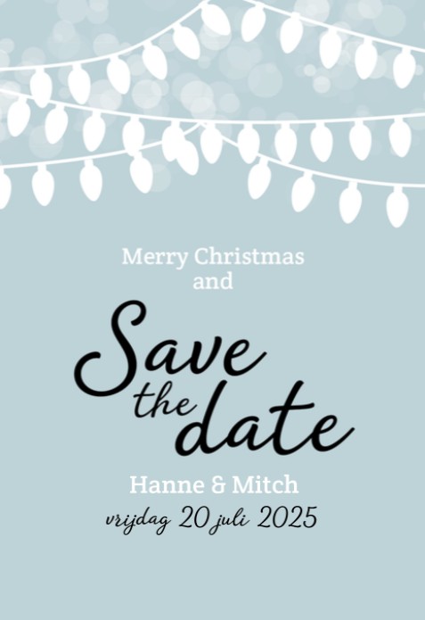 Kerst Save the date - Kerst Lampjes Blauw