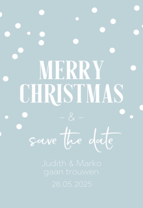Kerst Save the date - Sneeuw Confetti Blauw