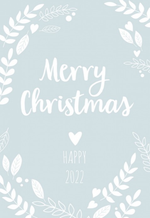 Kerstkaart - Blaadjes Blauw