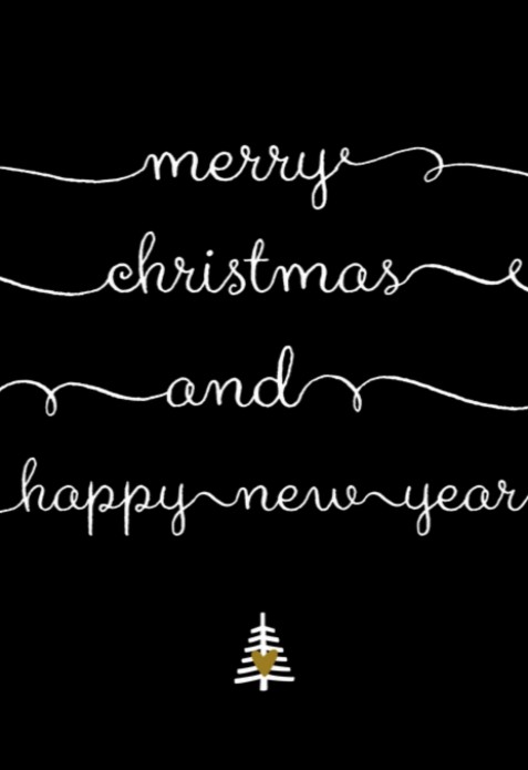 Kerstkaart - Happy New Year zwart