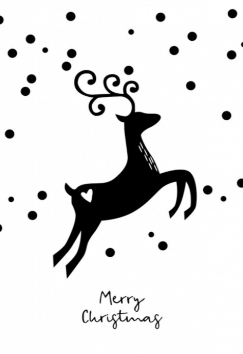 Kerstkaart - Rendier Zwart