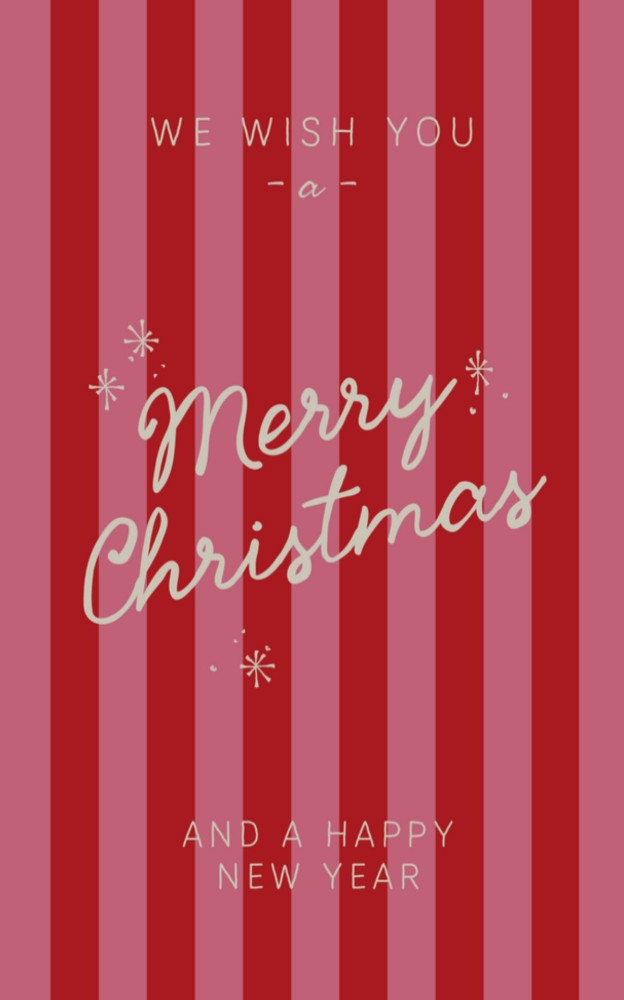 Kerstkaart - Strepen Roze en Rood