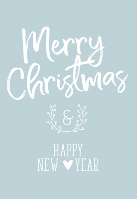 Kerstkaart - Typografisch Blauw