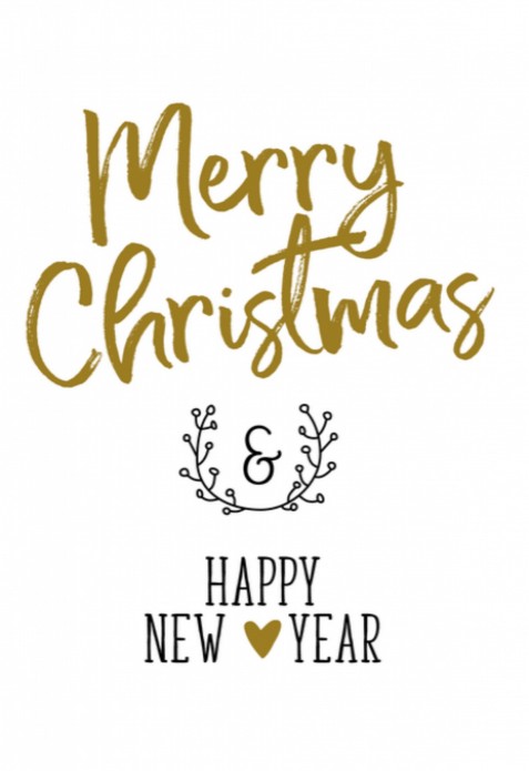 Kerstkaart - Typografisch Goud