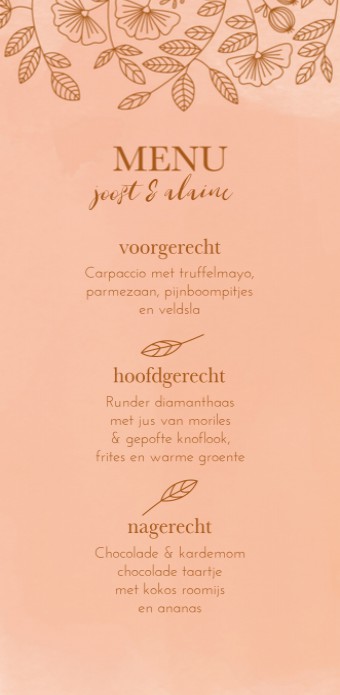 Menukaart - Blush Bloem 1