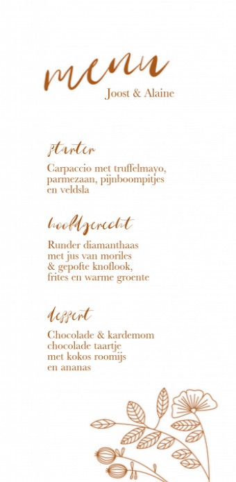 Menukaart - Blush Bloem 2