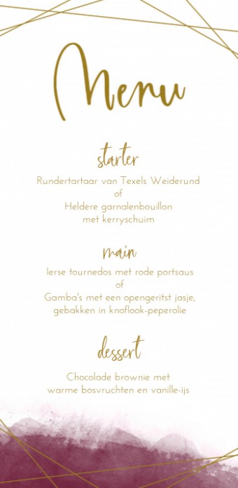 Menukaart - Bordeaux Goudtint