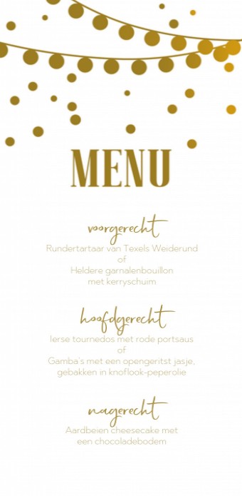 Menukaart - Glitters en Goud Festivallampjes