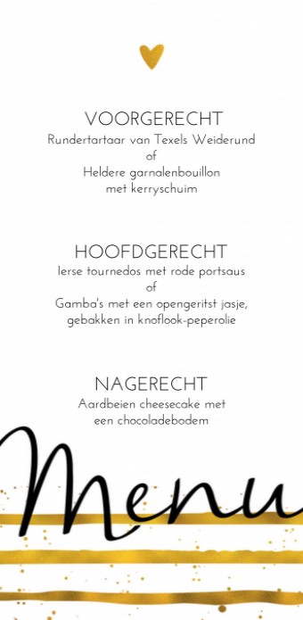 Menukaart - Glitters en Goud Streep