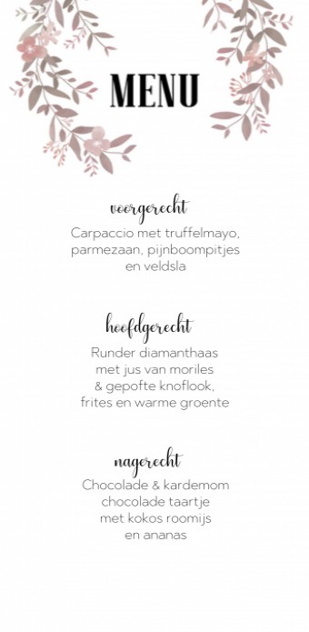 Menukaart - Puur Natuur Boho Roze