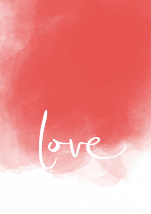 Miniposter Watercolor Love Koraal