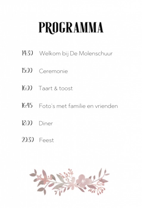 Programmakaart - Puur Natuur Boho Roze