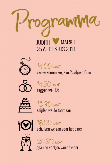 Programmakaart - Typografisch Roze