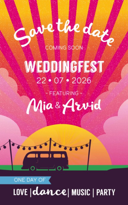 Save The Date - Festival Busje Fuchsia