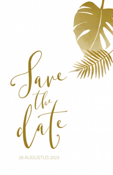 Save the date - Glitters en Goud Tropical