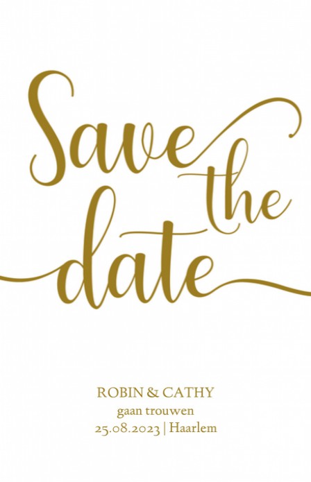 Save the date - Goud Typografisch Krul