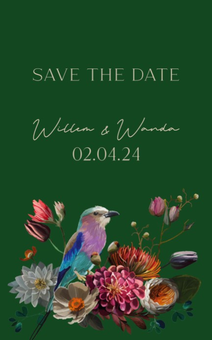Save the date Piece of art groen voorkant