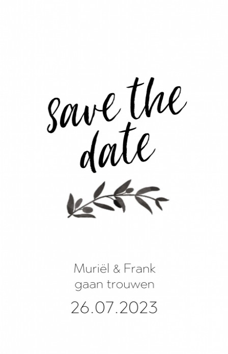 Save the date - Puur Natuur Takjes Zwart-Wit