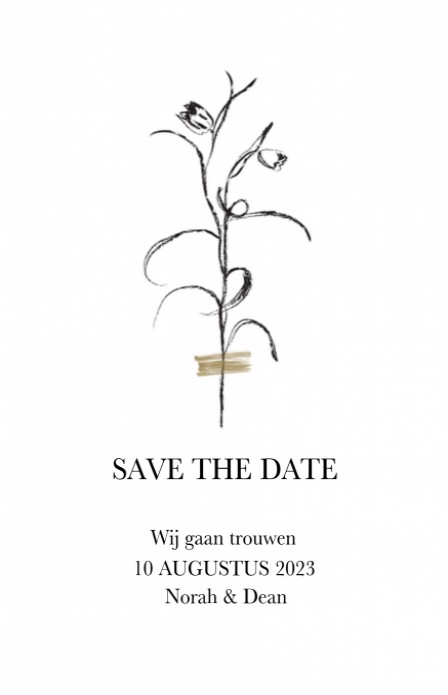 Save the date - Zwart Wit Bloemtakje 2