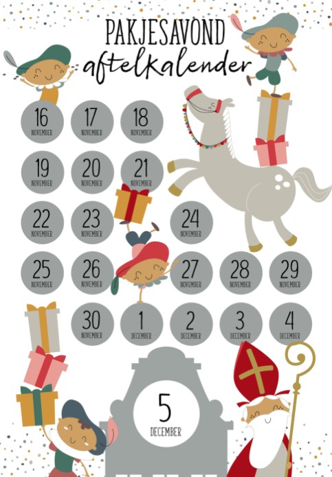 Sinterklaas Pakjesavond Aftelkalender Kleur