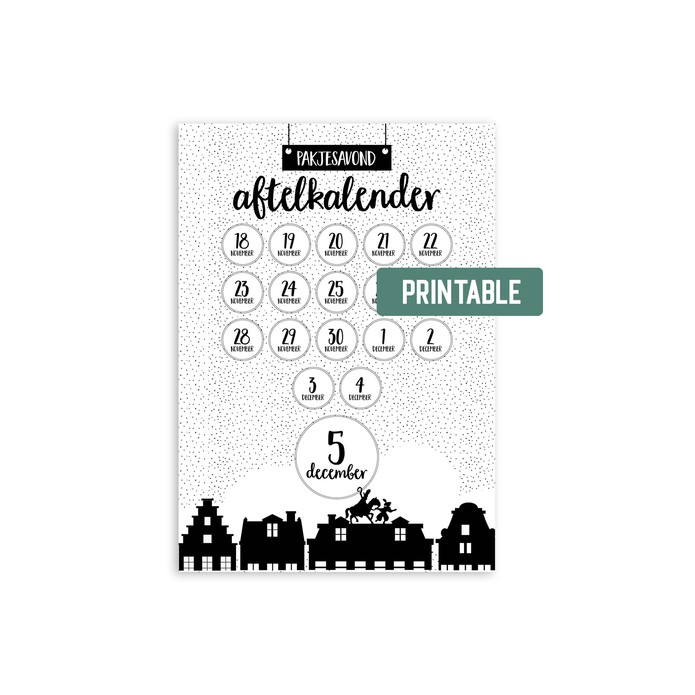 Sinterklaas Pakjesavond Aftelkalender Printable 3