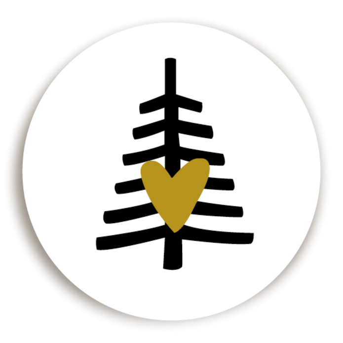 Sticker KERST Kerstboom wit