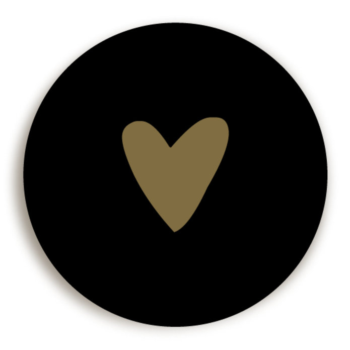 Sluitsticker Zwart Met Goud Hartje