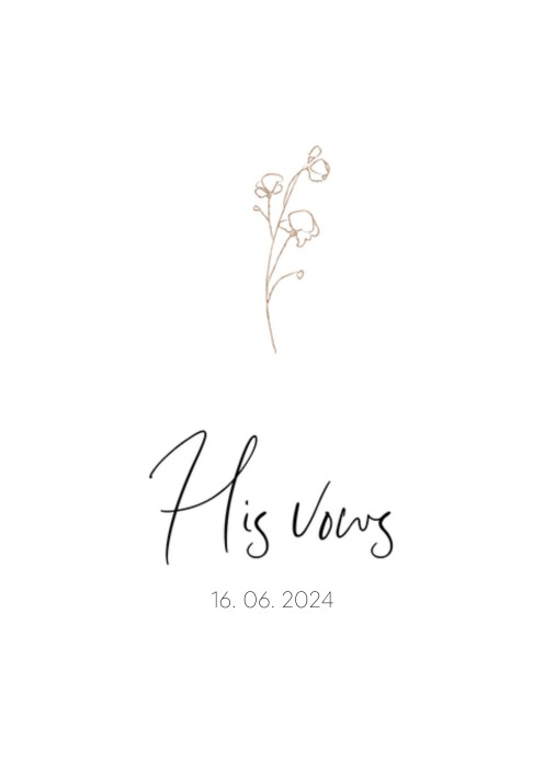 Trouwbelofte omslag - Bloemtakje bruin - His Vows