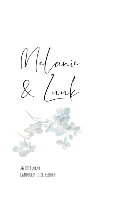 Trouwkaart - Bloem Pastel blauw