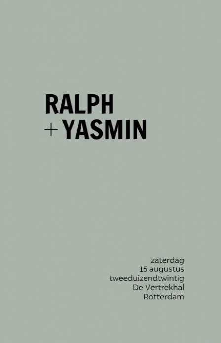 Trouwkaart - Oud Groen Typografisch Strak